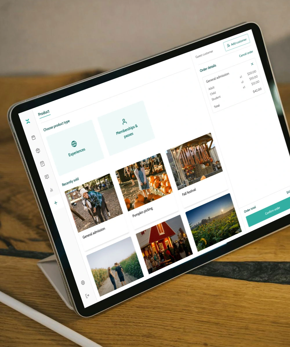 The online dashboard on Beyonk's farm attraction ticketing system